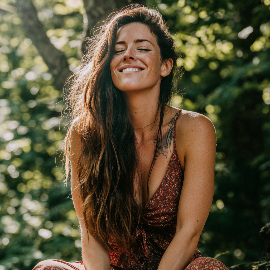 Чоловік європейської зовнішності середнього віку в спортивному одязі сидить у позі лотоса, посміхається та медитує в просторій кімнаті з великими вікнами